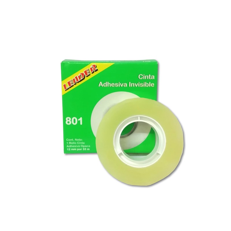 CINTA ADHESIVA INVISIBLE LEADER MODELO 801 12 MM X 33 MTS