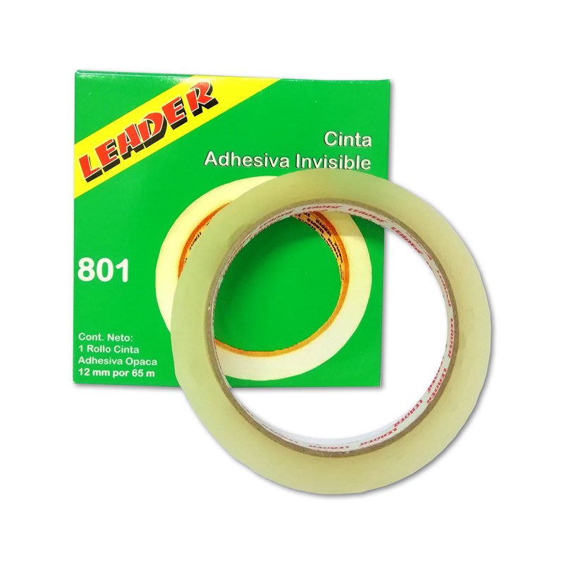 CINTA ADHESIVA INVISIBLE LEADER MODELO 801 12 MM X 65 MTS