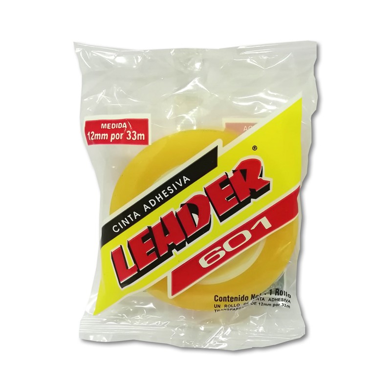 CINTA ADHESIVA TRANSPARENTE LEADER MODELO 601 12 MM X 33 MTS