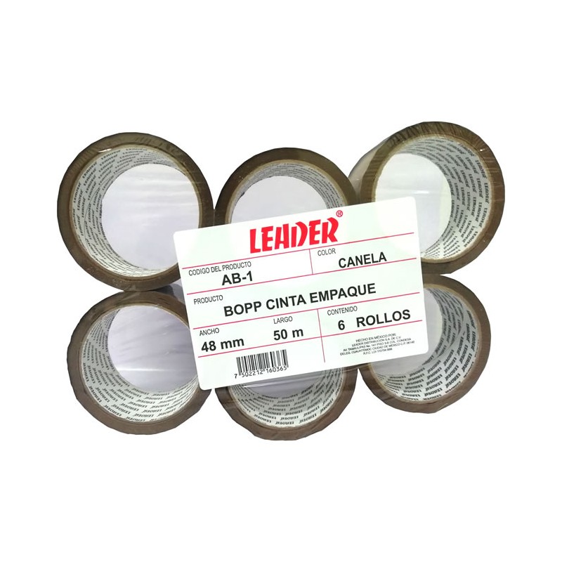 CINTA DE EMPAQUE CANELA LEADER 48 MM X 50 MTS