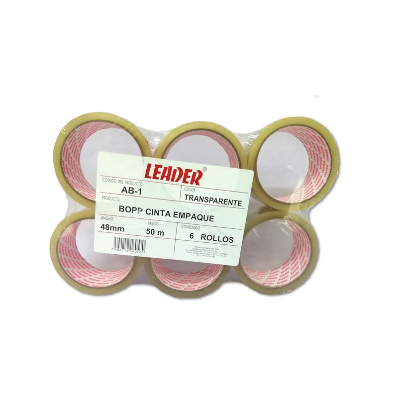 CINTA DE EMPAQUE TRANSPARENTE LEADER 48 MM X 50 MTS