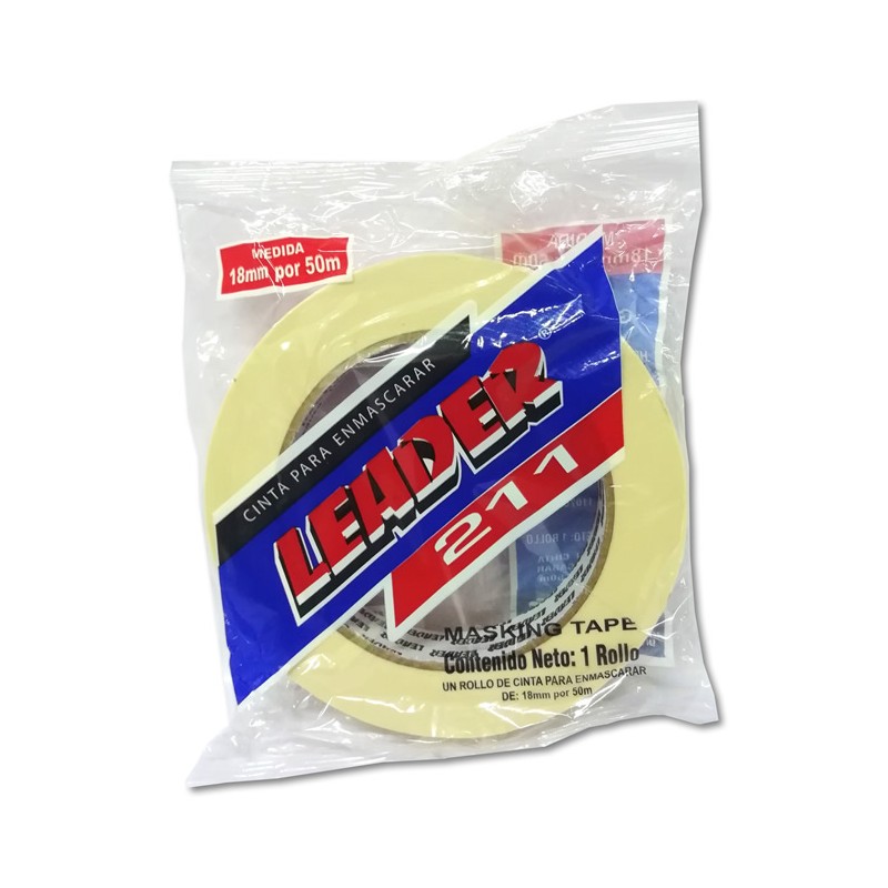 CINTA MASKING TAPE LEADER MODELO 211 18 MM X 50 MTS