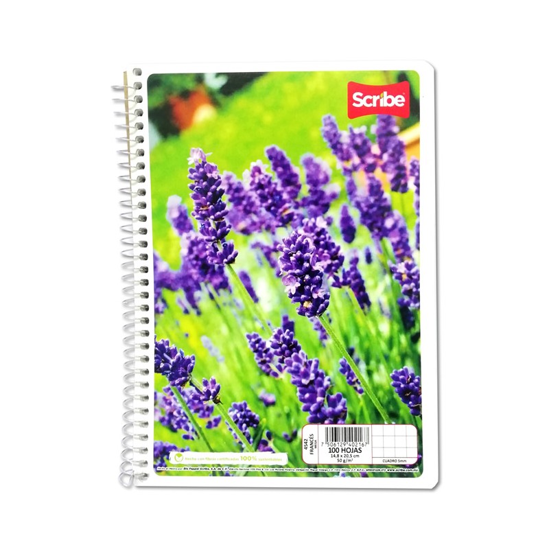 CUADERNO FRANCESA ESPIRAL SCRIBE MEGA CUADRO CHICO 100 HOJAS