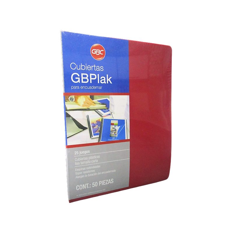 CUBIERTA PLASTICA CARTA GBPLAK RAYADO ROJO CON 50 PIEZAS