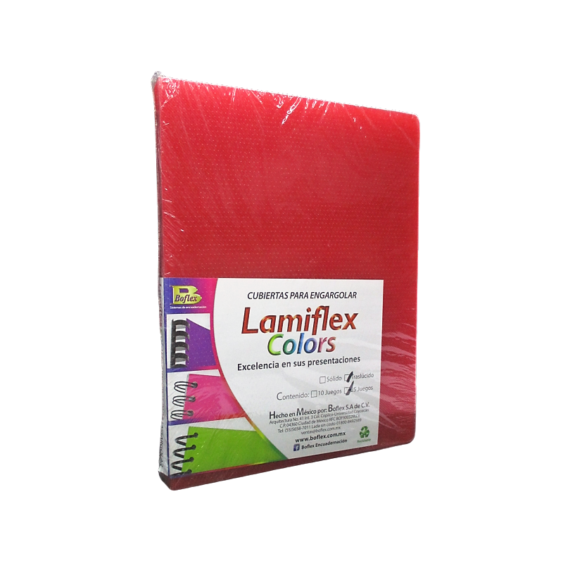 CUBIERTA PLASTICA LAMIFLEX TAMAÑO CARTA ROJO TRASLUCIDO