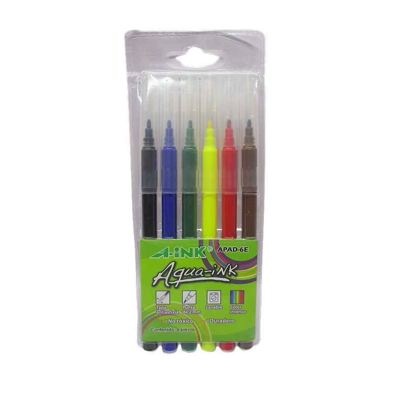 PLUMINES BASE AGUA 6 COLORES SURTIDOS A-INK