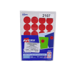 ETIQUETA ADHESIVA AVERY CIRCULAR REMOBIBLE ROJO NEON