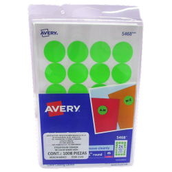 ETIQUETA ADHESIVA AVERY CIRCULAR REMOBIBLE VERDE NEON