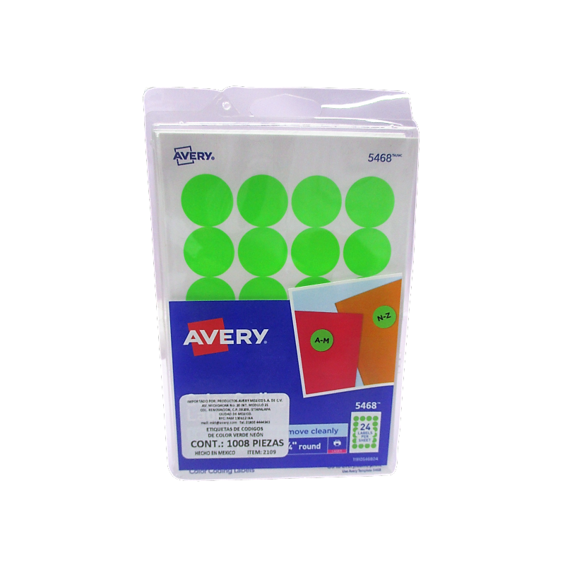 ETIQUETA ADHESIVA AVERY CIRCULAR REMOBIBLE VERDE NEON