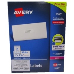 ETIQUETAS BLANCAS PARA LASER AVERY 5160