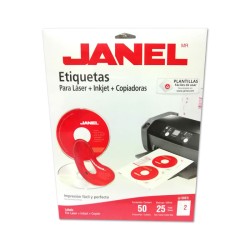 ETIQUETAS BLANCAS PARA LASER JANEL CON 25 HOJAS