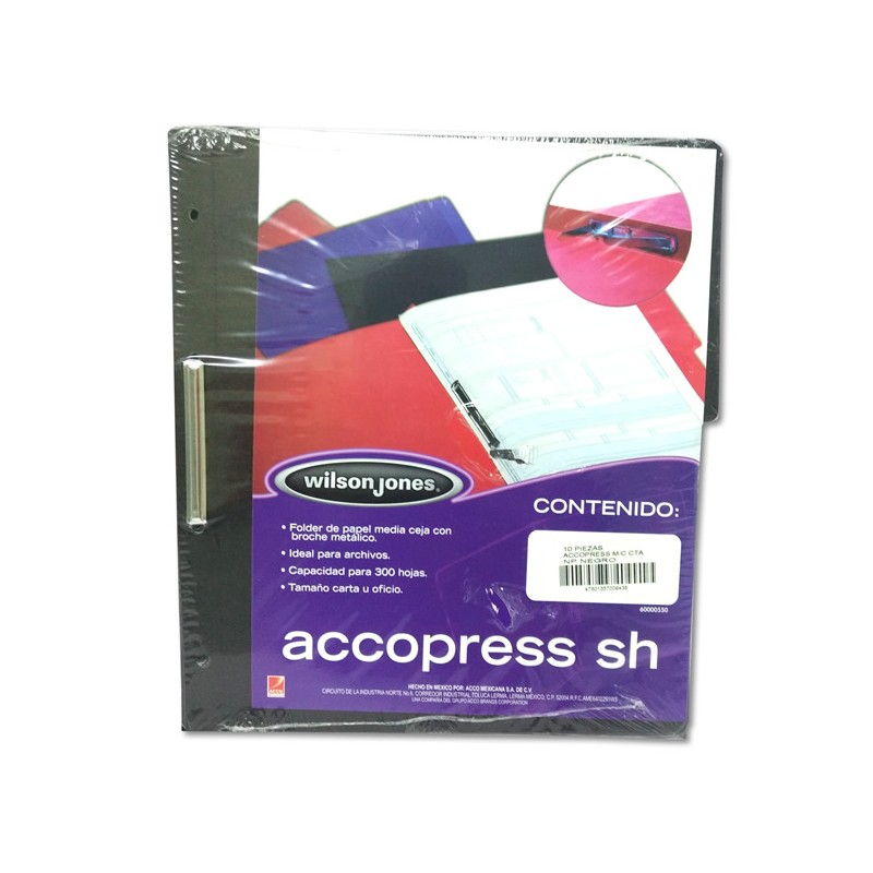 FOLDER CON BROCHE 8 CMS TAMAÑO CARTA NEGRO