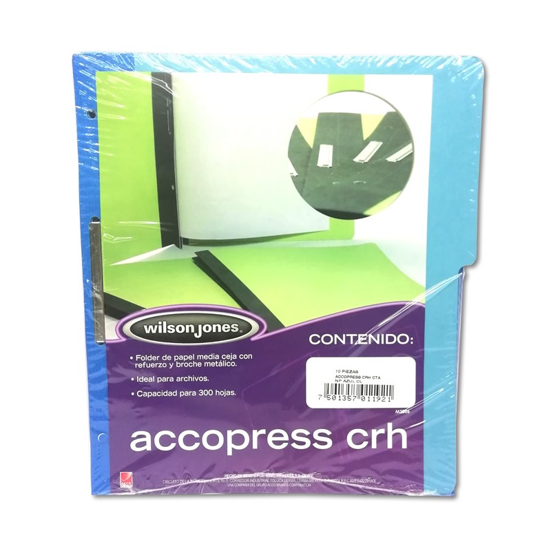 FOLDER CON BROCHE 8 CMS TAMAÑO CARTA CON REFUERZO AZUL CLARO