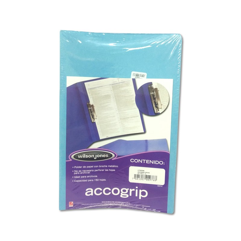 FOLDER CON PALANCA TAMAÑO OFICIO AZUL CLARO