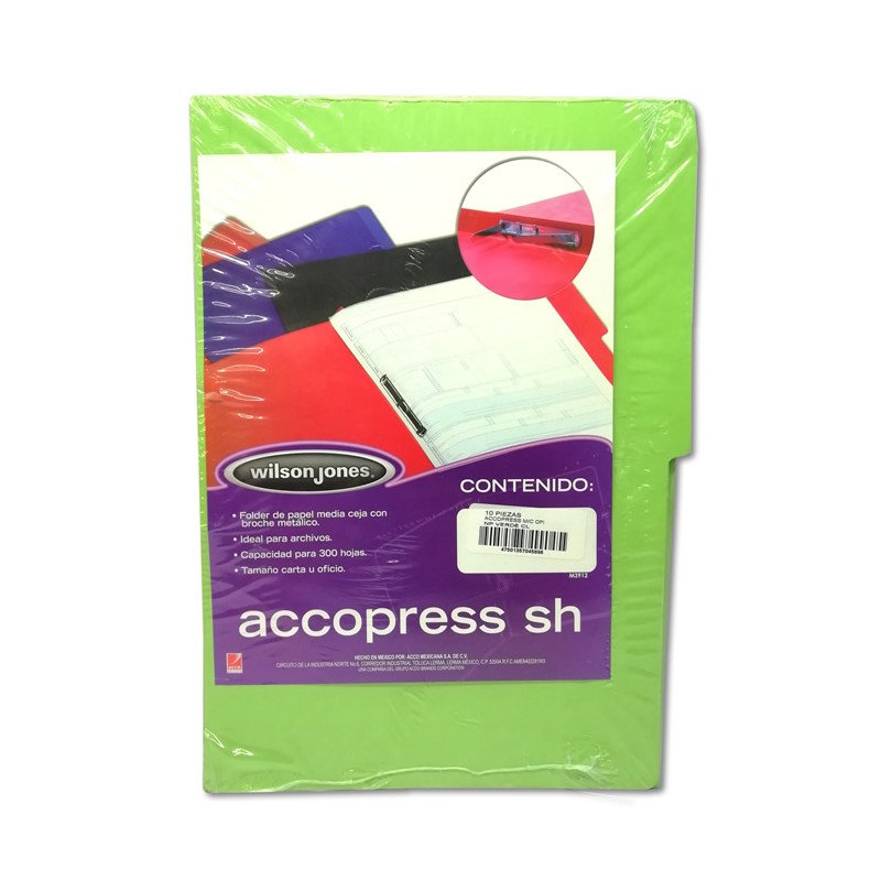 FOLDER CON BROCHE 8 CMS TAMAÑO OFICIO VERDE CLARO