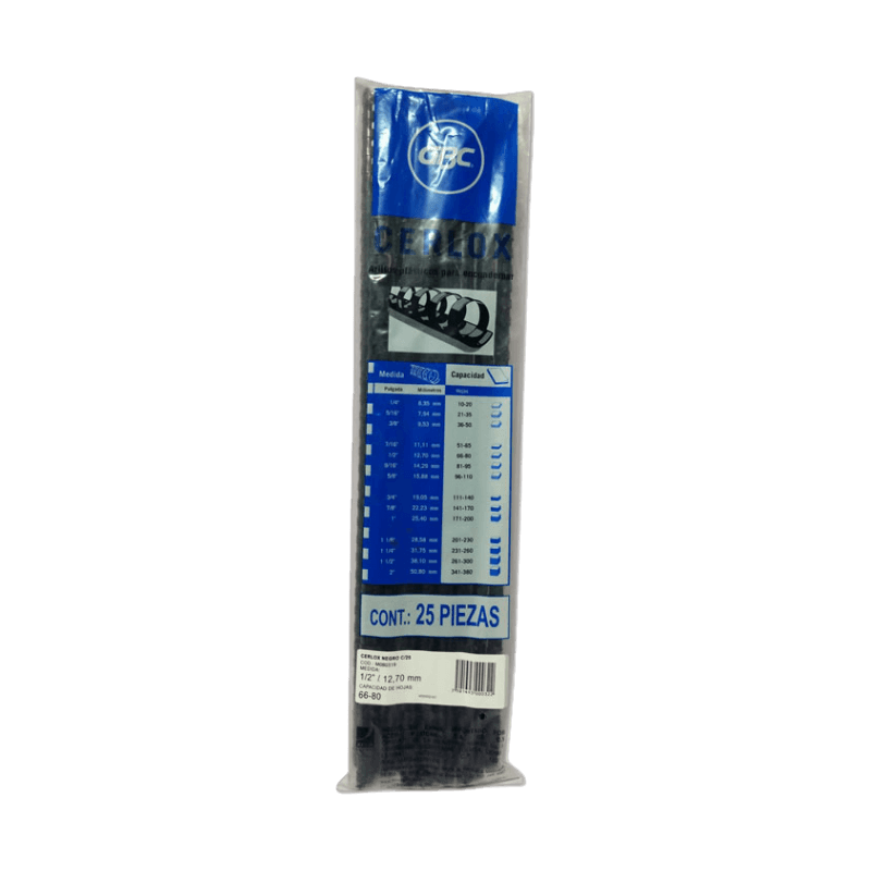ARILLOS DE PLASTICO CERLOX GBC 1/2 COLOR NEGRO