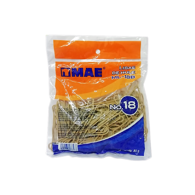 LIGA DE HULE NATURAL No 18 EN BOLSA MAE