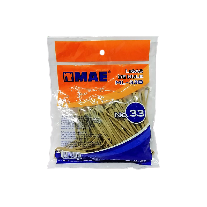 LIGA DE HULE NATURAL No 33 MAE EN BOLSA