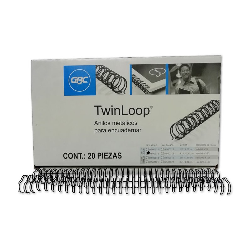 ARILLO METALICO NEGRO 9/16 CON 20 PIEZAS GBC