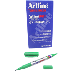 MARCADOR PERMANENTE DOBLE PUNTA VERDE ARTLINE