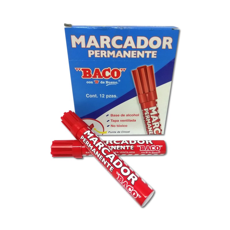 MARCADOR PERMANENTE ROJO BACO
