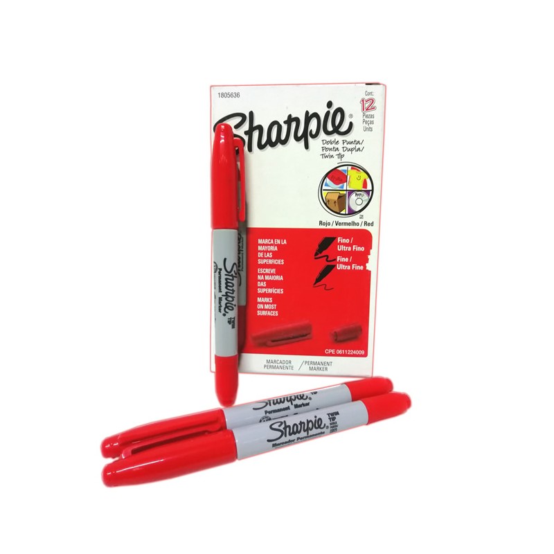 MARCADOR PERMANENTE ULTRAFINO DOBLE PUNTA ROJO SHARPIE