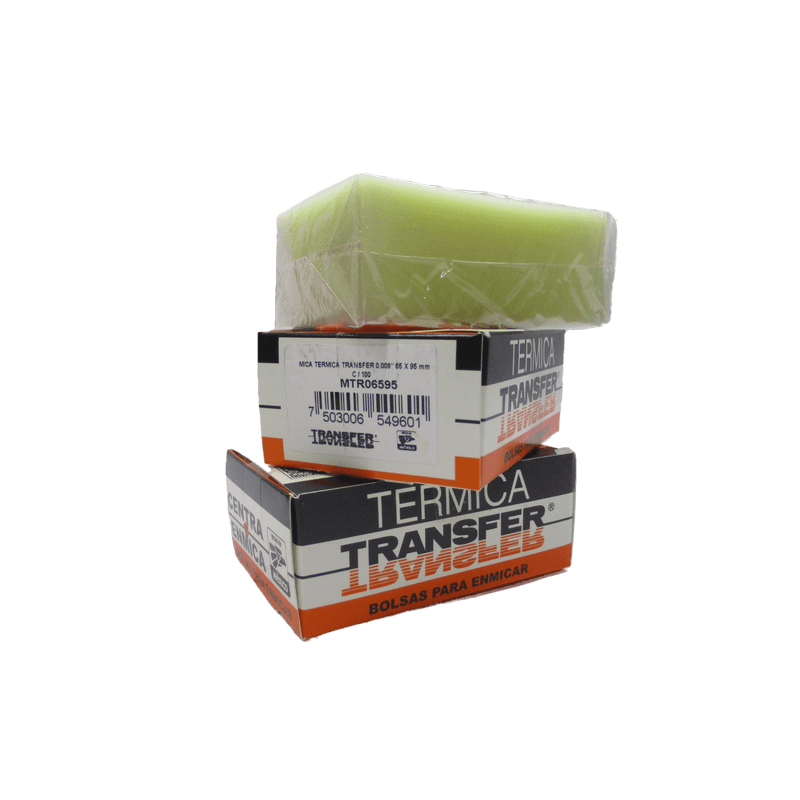 MICA TERMICA TRANSFER MODELO MTR0806595  8 MILESIMAS MEDIDA 65 MM X 95 CM CAJA CON 100 PIEZAS