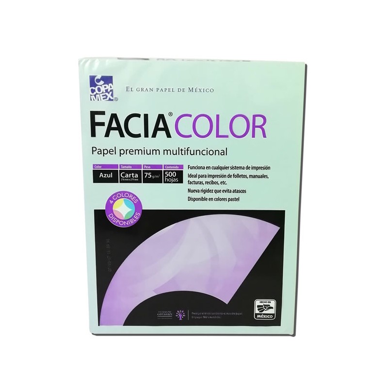 PAPEL FACIA COLOR TAMAÑO CARTA AZUL