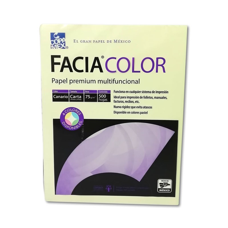 PAPEL FACIA COLOR TAMAÑO CARTA CANARIO