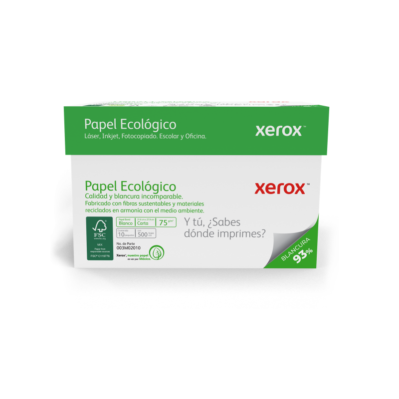 PAPEL XEROX ECOLOGICO BLANCO TAMAÑO CARTA