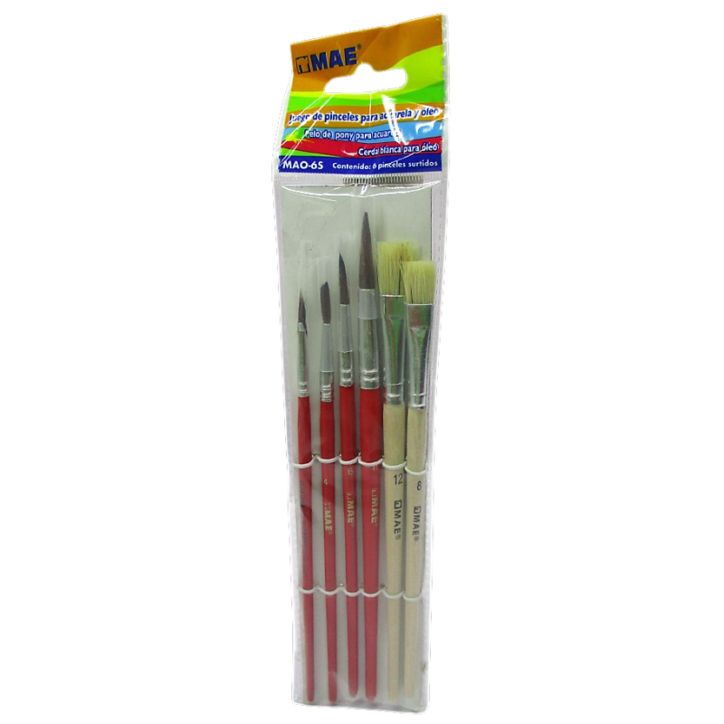 PINCELES MAE BLISTER CON 6 PIEZAS SURTIDAS