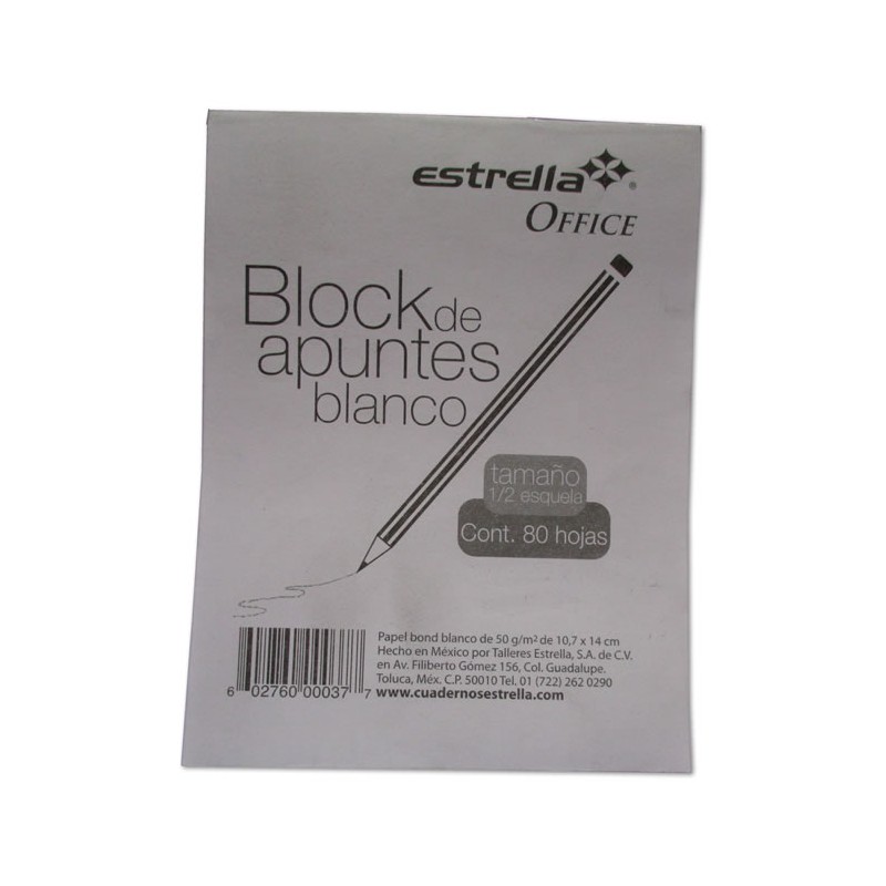 BLOCK APUNTES ESTRELLA BLANCO 1/2 ESQUELA