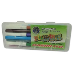 PLUMONES BARRILITO LAVABLES CON 24 COLORES