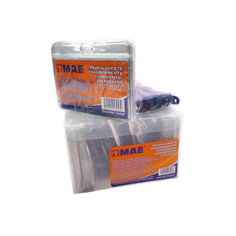 PORTA GAFETE TRANSPARENTE CON BROCHE MAE