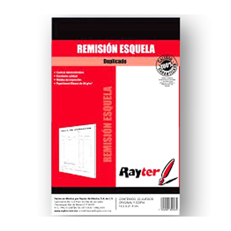 BLOCK DE REMISION ESQUELA DUPLICADO RAYTER