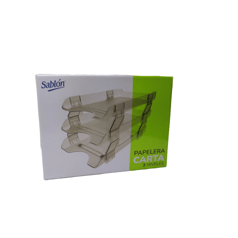 CHAROLA DE ACRILICO CARTA HUMO 3 NIVELES SABLON